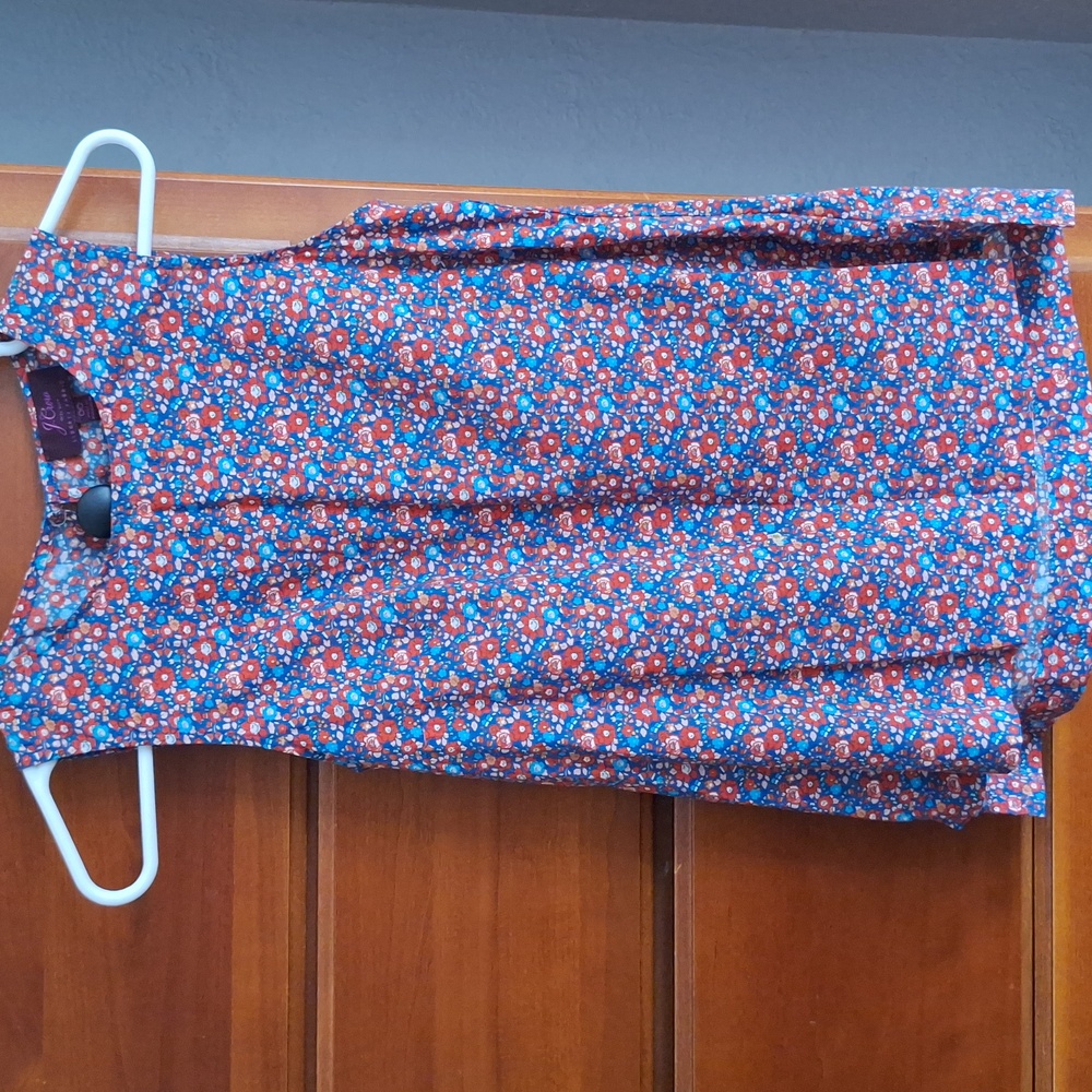 J. Crew Liberty Fabric Red and Blue Floral Blouse Size 00